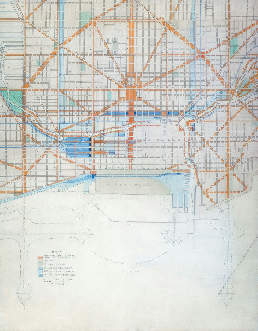 Title Plan of the Center of the City, the 1909 Plan of Chicago Place Chicago (Place depicted) Date 1909 Medium Ink and watercolor on paper https://www.artic.edu/artworks/196352/plan-of-the-center-of-the-city-the-1909-plan-of-chicago